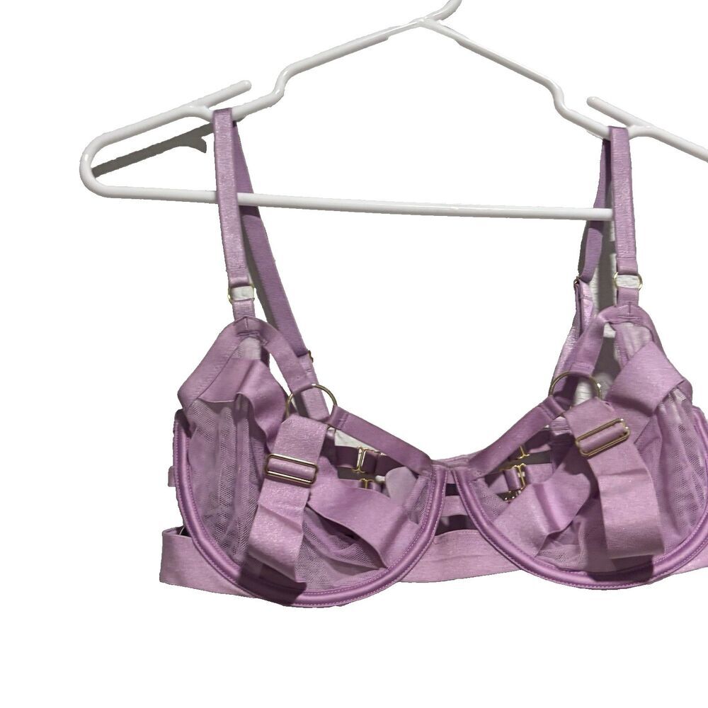 VICTORIA'S SECRET LUXE VERY SEXY UNLINED DEMI STRAPPY BRA 34D Purple - Picture 2 of 6